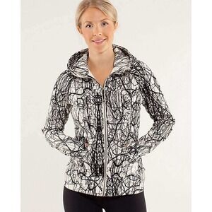 Lululemon Women's Scuba Hoodie White Black Glacier Lace 10
